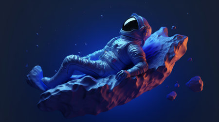 Generative AI : Astronaut planets star clusters in the light of a blue star Deep space landscape Science fiction art Image in 5K for desktop wallpaper Elements of the image were fuの素材