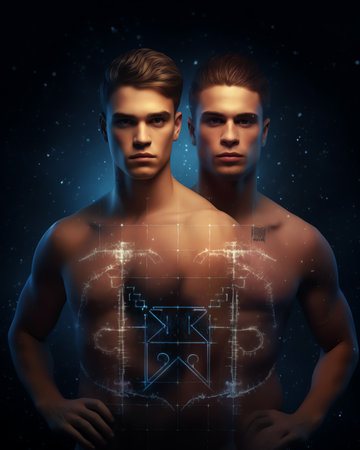 Generative AI : Constellation gemini Against the background of the night sky Elements of this image were furnished by NASAの素材