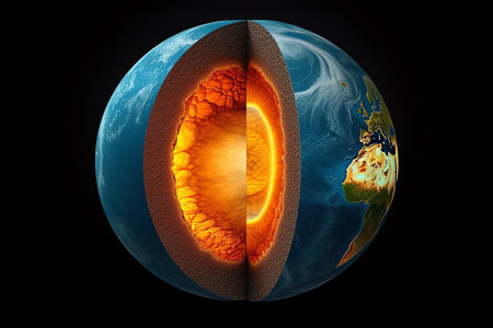 Generative AI : Earth core structure Elements of this image furnished by NASAの素材