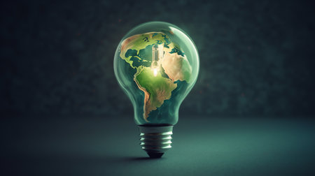 Generative AI : Earth Day banner with copy space Environment Concept of energy conservation and sustainable development earth day technology world changeElements of this image furnの素材