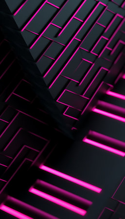 Generative AI : Dark abstract futuristic background Scene with stairs up Seabed large abstract aquarium sea waves Blue neon light concrete floor reflected in waterの素材