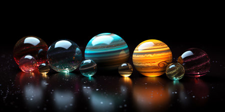 Generative AI : Beautiful view of the planets Saturn Jupiter Uranus Neptune Pluto and Sun from space Solar system planets Saturn Jupiter Uranus Neptune Gas Giant planets Elements fの素材