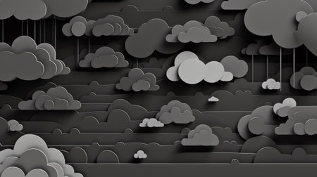 Generative AI : Black grey Sky with white cloud and clear abstract Blackdrop for wallpaper backdrop backgroundの素材