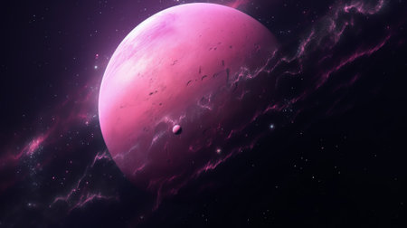Generative AI : Beautiful pink planet or magenta colored exoplanet is the resident of Virgo constellation heat makes the surface appear a shade of magenta Elements of this image fuの素材