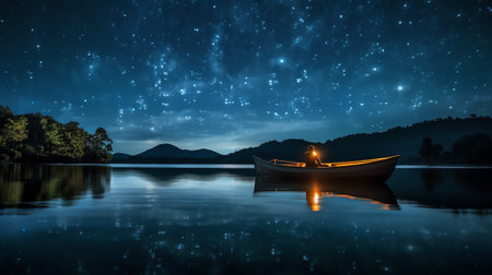 Generative AI : A beautiful shot of the Milky Way galaxy at a starry night over the Lake Moogerah in Australiaの素材