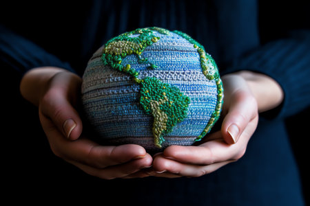 Generative AI : African and Caucasian female hands holding earth globe Different concept such as ecology international friendship and equality Elements of this image furnished by Nの素材