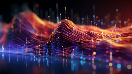 Generative AI : Fantasy abstract technology and engineering background with original organic motionの素材