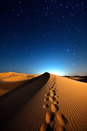 Generative AI : Amazing Milky Way over the sand dunes of Sahara Desert Sahara Moroccoの素材