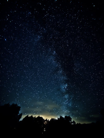 Generative AI : Dark night sky Milky Way and stars on a dark background Starry sky over Chelyabinsk region Russiaの素材