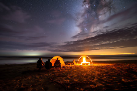 Generative AI : Beautiful Picture of the Galactic Core of Milky Way Galaxy Photographed at Wharariki Beach New Zealand Long Exposure of Stars Astrophotographyの素材