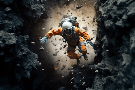 Generative AI : Astronaut breaks up into particles in space Abstract wallaper Destruction and disappearance Elements of this image furnished by NASAの素材