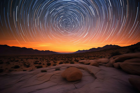 Generative AI : A naturally formed arch at night in the alabama hills national scenic area eastern sierra nevadas californiaの素材