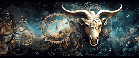 Generative AI : Capricorn constellation Against the background of the night sky Elements of this image were furnished by NASAの素材