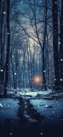 Generative AI : Empty night nature scene The night starry sky the rays of the blue neon spotlight Snowy winter night backgroundの素材