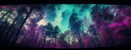 Generative AI : Beautiful night sky the Milky Way and the trees Elements of this image furnished by NASAの素材