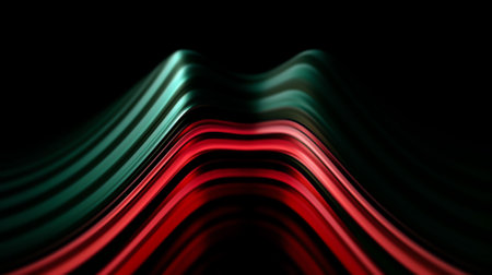 Generative AI : Futuristic glitch Color noise Fiction technology Hack attack Dark neon red black green rainbow geometric curves flare waves abstract art overlayの素材