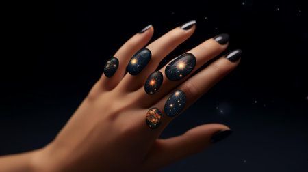 Generative AI : Galaxy nail design beautiful paintingの素材