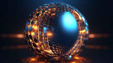 Generative AI : Futuristic space particles in bright round energy structure space orb VFX design element Abstract colorful lights background animation energy ray of power electricの素材