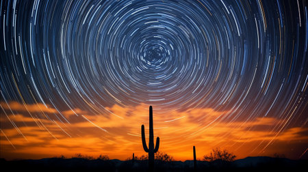Generative AI : Long exposure photography of space stars starry skyの素材