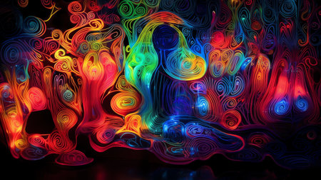 Generative AI : Psychedelic human Abstract Art Lightpainting Photographyの素材