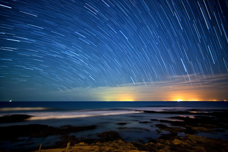 Generative AI : Milky way on a night sky Long exposure photograph at Melbourne Australiaの素材