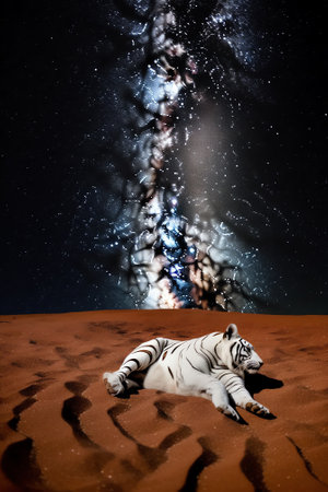 Generative AI : Milky Way Galaxy as seen from the Serengeti Tanzania Africaの素材