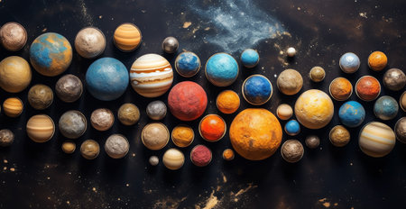 Generative AI : Sun Mercury Venus planet Earth Mars Jupiter Saturn Uranus Neptune stars comet asteroid meteorite nebula Space panorama of the universe Elements of this image furnisの素材