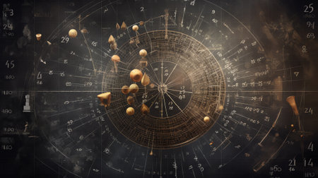 Generative AI : Mathematical and physical formulas against background of a Earth in universe Space Background on theme of science and education Elements of this image furnished byの素材