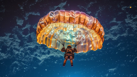 Generative AI : Parachute system for Orion Americas spacecraft deployed Digitally enhanced Elements of this image furnished by NASAの素材