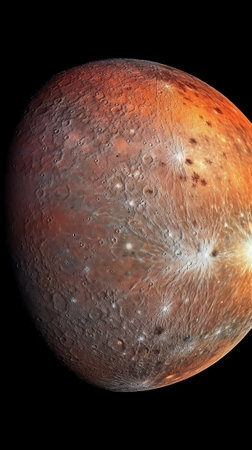 Generative AI : Planet Mercury on a dark background Elements of this image furnishing NASA High quality photoの素材