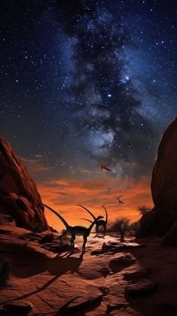Generative AI : Night landscape with the Milky Way in Namibia in the Spitzkoppe areaの素材