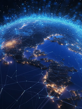 Generative AI : Global communication networkGlobal social networkMetaverse Technology Virtual internet connection of metaverse technologyNew generation of communications technologyの素材