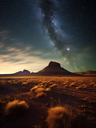 Generative AI : Milky Way over the fog of the big horn mountains in Wyomingの素材