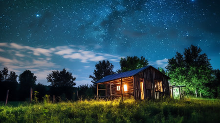 Generative AI : Starry night sky with no clouds Clear August night in southern Poland 2022 Observation of night skyの素材