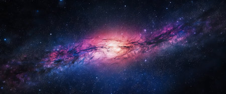 Generative AI : Panorama view universe space shot of milky way galaxy with stars on a night sky backgroundThe Milky Way is the galaxy that contains our Solar Systemの素材