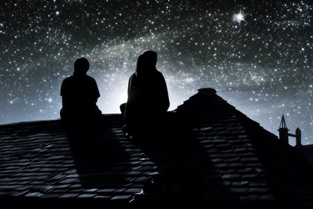 Generative AI : H and chi persei stars in the deep sky at nightの素材