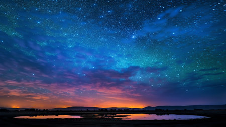 Generative AI : Night HDR panorama of Milky Way on night Starryの素材