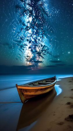 Generative AI : Milky Way over the seaの素材