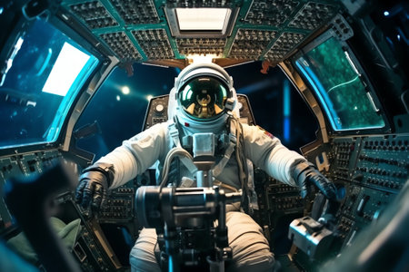 Generative AI : Orion spacecraft flight in space Spaceship on orbit of Earth Scifi wallpaper Artemis space program Expedition to Moon Spaceship with astronauts Elements of this imaの素材