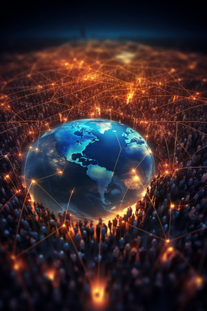 Generative AI : Global communication networkGlobal social networkMetaverse Technology Virtual internet connection of metaverse technologyNew generation of communications technologyの素材