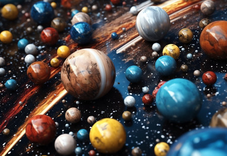 Generative AI : Space or planets universe cosmic abstract background Abstract fruit background Creative space Summer food conceptの素材