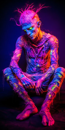 Generative AI : Psychedelic human Abstract Art Lightpainting Photographyの素材