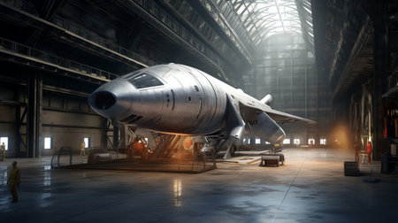 Generative AI : Panoramic picture of a space shuttle ready for space launch Digitally enhanced Elements of this image furnished by NASAの素材