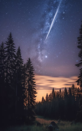 Generative AI : Shooting Star on the skyの素材