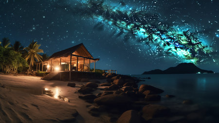 Generative AI : Incredibly clear view of the Milky Way Galaxy long exposure tken from light pollutioon free Madagascar Andavodoaka on the Weat coastの素材