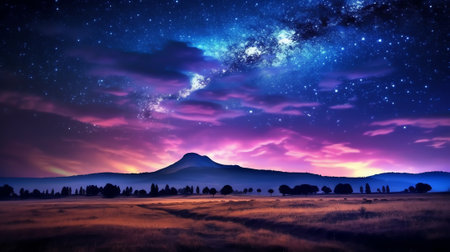 Generative AI : Night HDR panorama of Milky Way on night Starryの素材