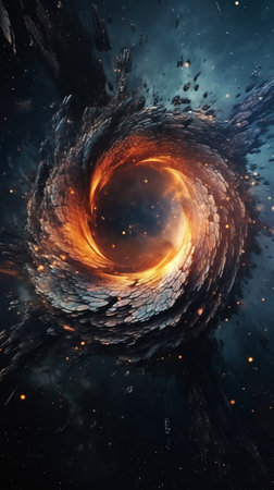 Generative AI : Stars and material falls into a black hole Abstract space wallpaper Black hole with nebula over colorful stars and cloud fields in outer space Elements of this imagの素材