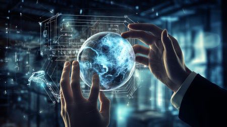 Generative AI : Metaverse Technology concepts Hand holding virtual reality infinity symbolNew generation technologyGlobal network technology and innovation Elements furnished by NAの素材