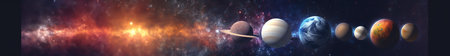 Generative AI : Sun Mercury Venus planet Earth Mars Jupiter Saturn Uranus Neptune stars comet asteroid meteorite nebula Space panorama of the universe Elements of this image furnisの素材
