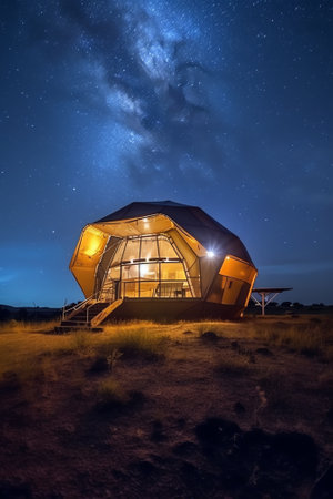 Generative AI : Kazakh yurt under milky way BayanUlgii province Mongoliaの素材